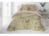 Pościel lniana 160x200 +2/70x80 linen naturalna liście monstery 01